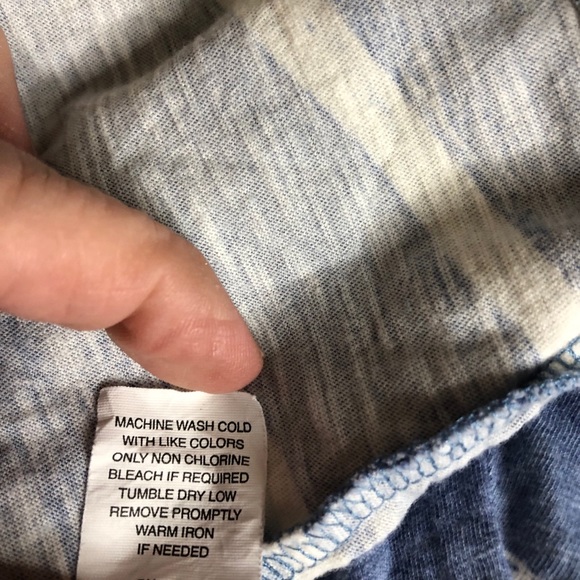 LL Bean Short Sleeve Top Blue and White Stripe M - Picture 5 of 5